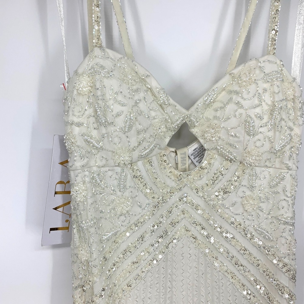 LARA Dress White Beaded Mini Fringe Wedding Honeymoon Bachelorette NWT Womens 4 - Picture 6 of 13
